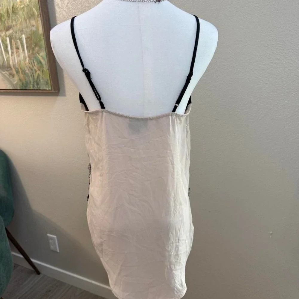 Y2K Mossimo Beige & Black Lace Trim Slip Tank‎ Top – Size XS